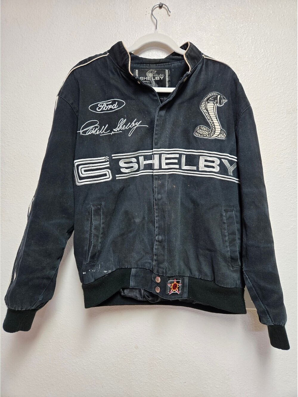 Vintage Shelby Cobra Mustang Jeff Hamilton Jacket Adult Size M Bomber Ford